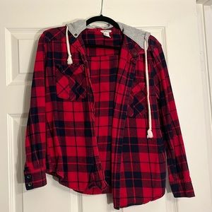 Forever 21 plaid jacket with removable hood